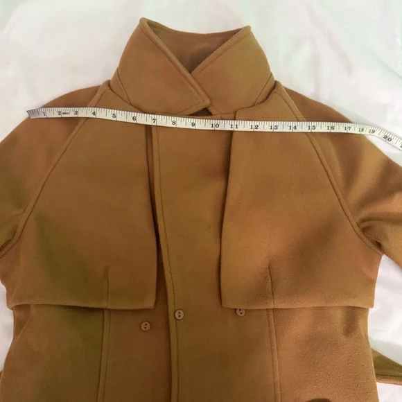 Khaki removable faux fur belted wrap pea coat - Picture 11 of 14